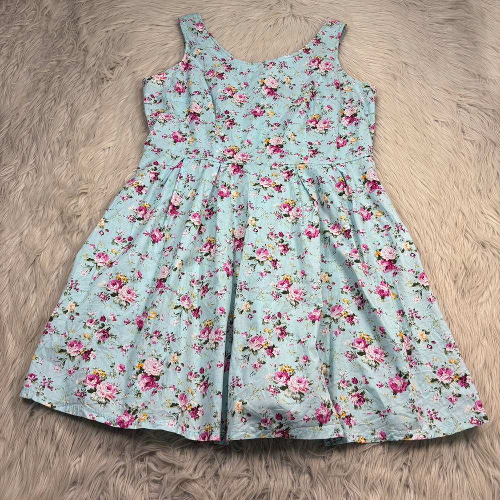 Vintage Y2K Rue21 Women's 1X Blue Floral Mini Dress Coquette Feminine Twee